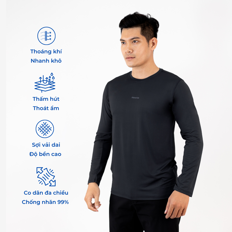 Áo Giữ Nhiệt Tay Dài Thể Thao Nam Reeta Trơn Basic Giữ Nhiệt,Chống Nắng Vải Co Giãn Thoáng Mát - A2217