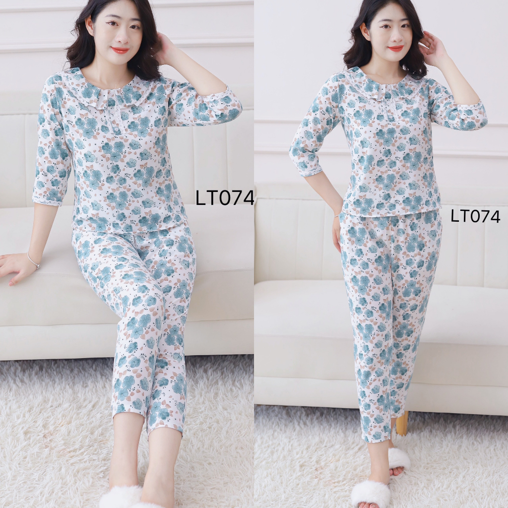 Bộ đồ tay lỡ quần dài siêu xinh , che khủy tay , họa tiết nhí dễ mặc