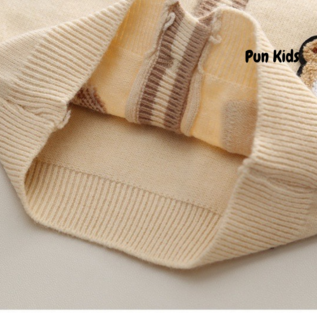 Áo gile len thu đông gấu chất mềm đẹp cho bé 9-25kg AMĐ07