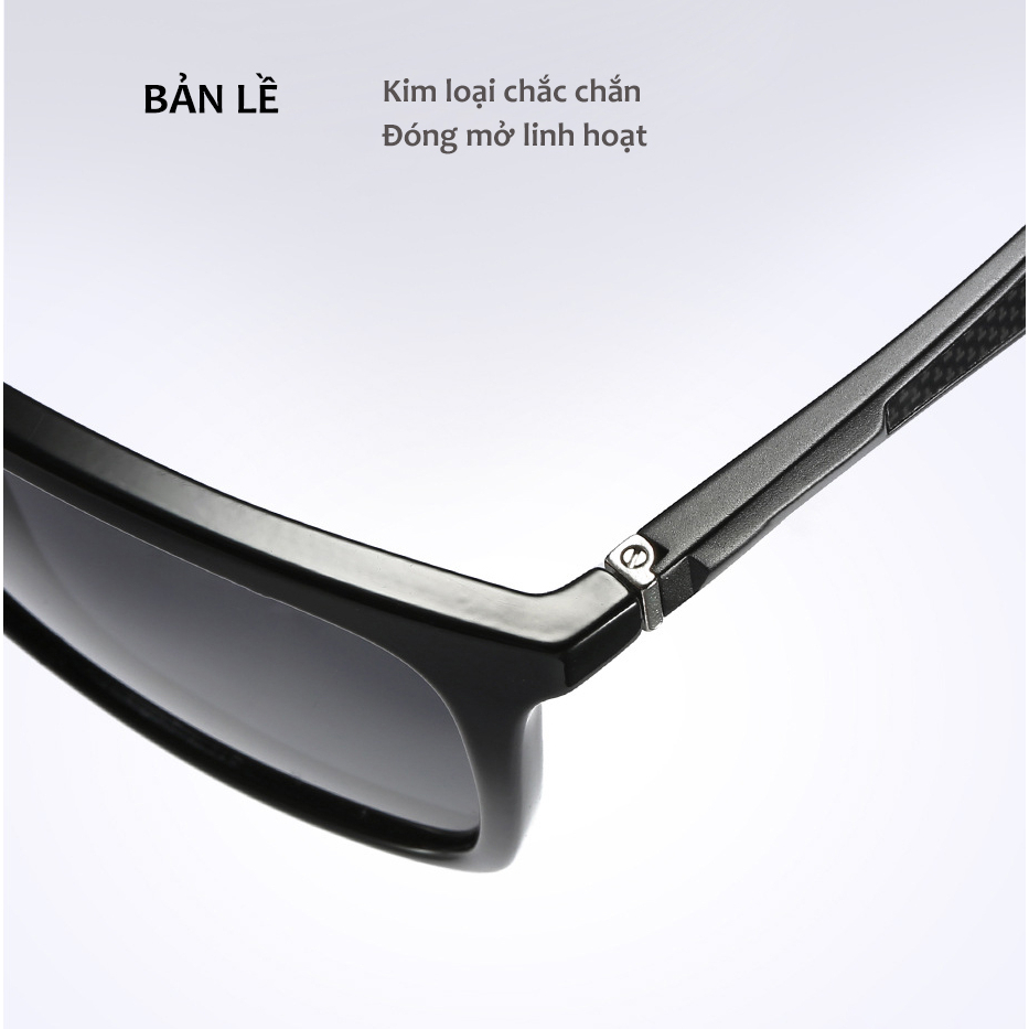 Kính Mát Mắt Vuông Phân Cực AORON Kính Thời Trang Cho Nam Và Nữ Gọng Nhôm-Magie Siêu Bền Cách Điệu Phong Cách Mới AK126