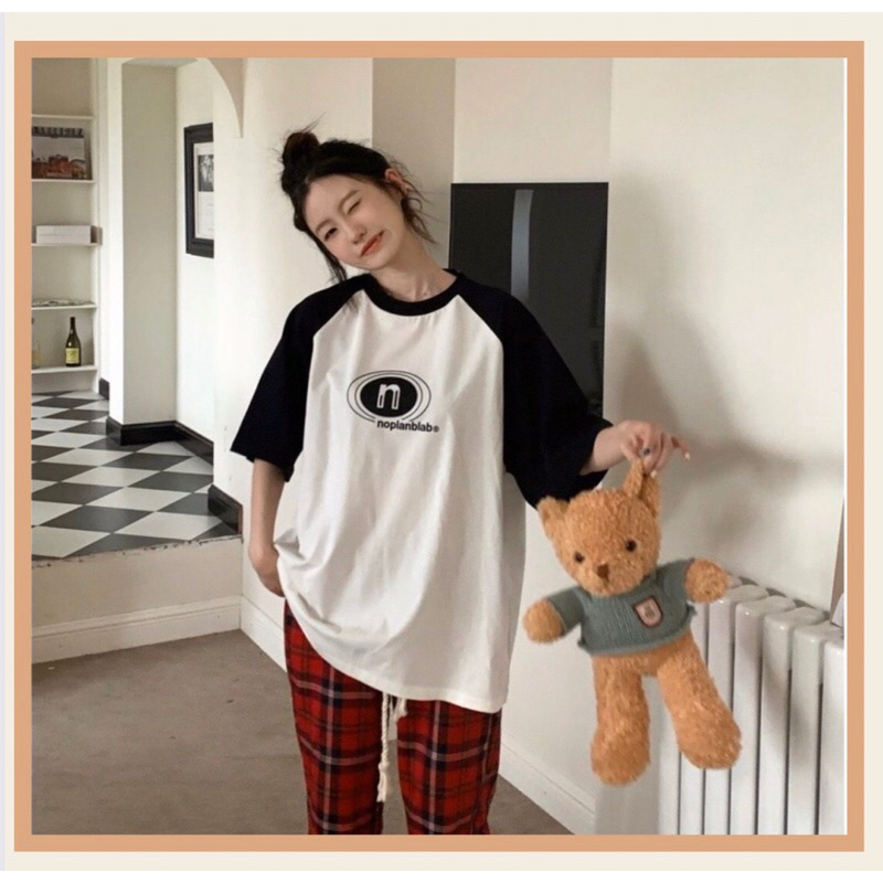 Áo Thun Baby Tee Phối Tay In Chữ N Form Rộng Tay Lỡ Chất Cotton Siêu Xinh