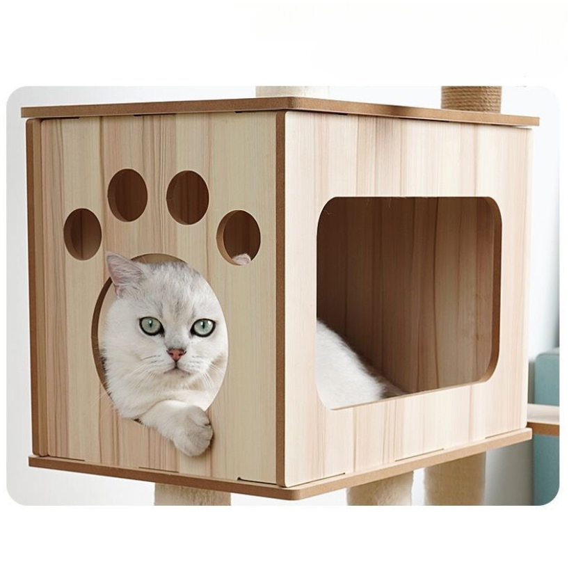 Cattree Nhà Cây Cho Mèo Nhà Gỗ Cho Mèo Cào Móng Loại Cao Cấp