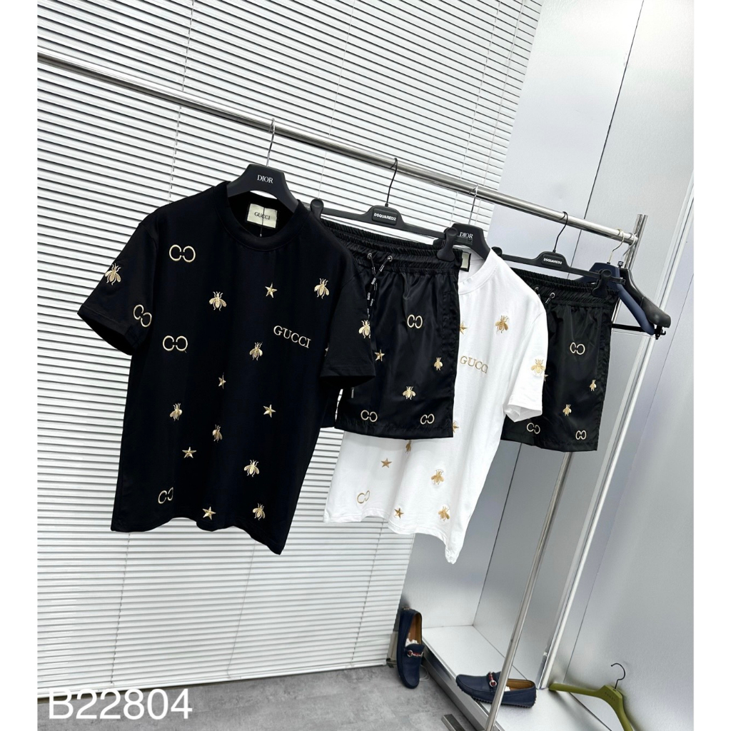 Bộ Hè Nam G.C Thêu Hình Ong Siêu Đẹp - Bộ Cộc Nam G.C Cực Hót 2023