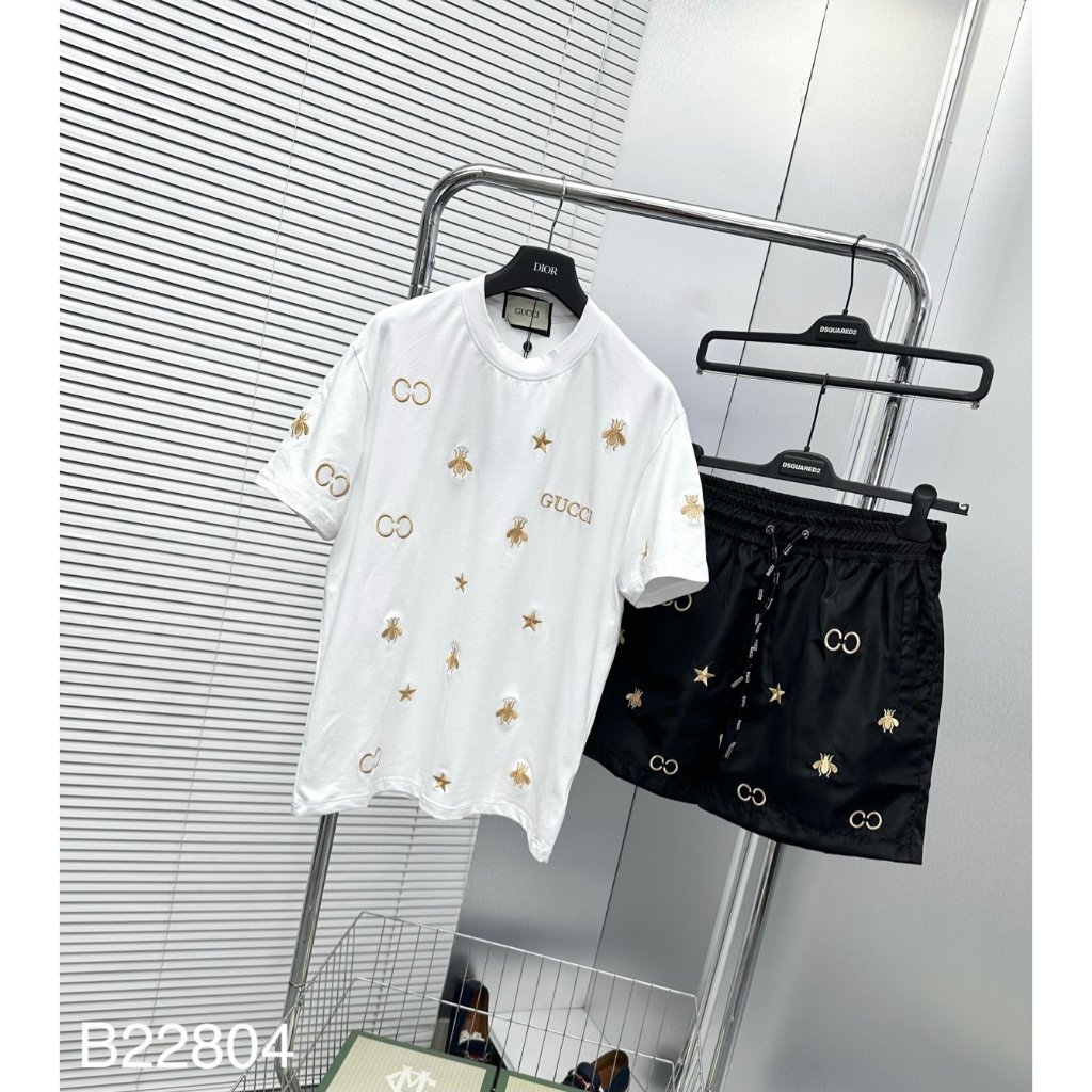 Bộ Hè Nam G.C Thêu Hình Ong Siêu Đẹp - Bộ Cộc Nam G.C Cực Hót 2023