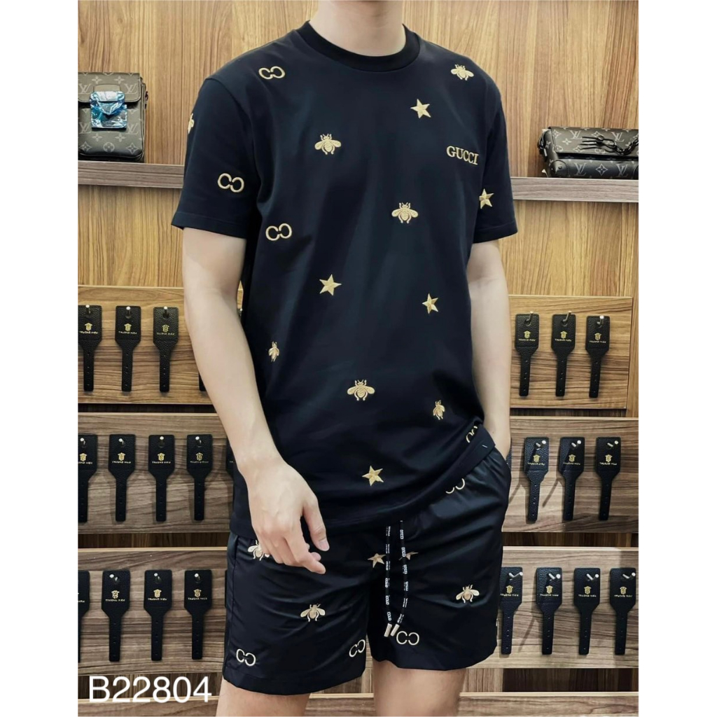 Bộ Hè Nam G.C Thêu Hình Ong Siêu Đẹp - Bộ Cộc Nam G.C Cực Hót 2023