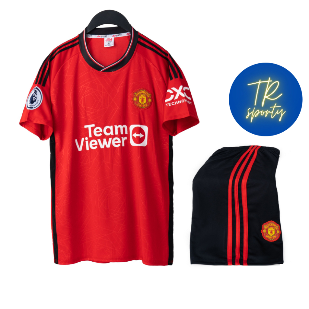 Bộ Quần Áo Bóng Đá CLB Ronaldo MU Manchester Đỏ Mẫu Mới - Đồ Đá Banh 2023 - Thun Lạnh Cao Cấp, Không Nhăn, Không Xù Lông