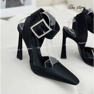 Xăng đan cao gót Shu Store bít mũi gót cao 10 phân quai quấn cổ chân thời trang cho nữ