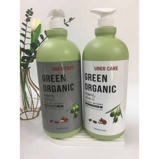 Dầu gội xả can 2000ml uber care green organic mẫu mới hương thơm mềm mượt