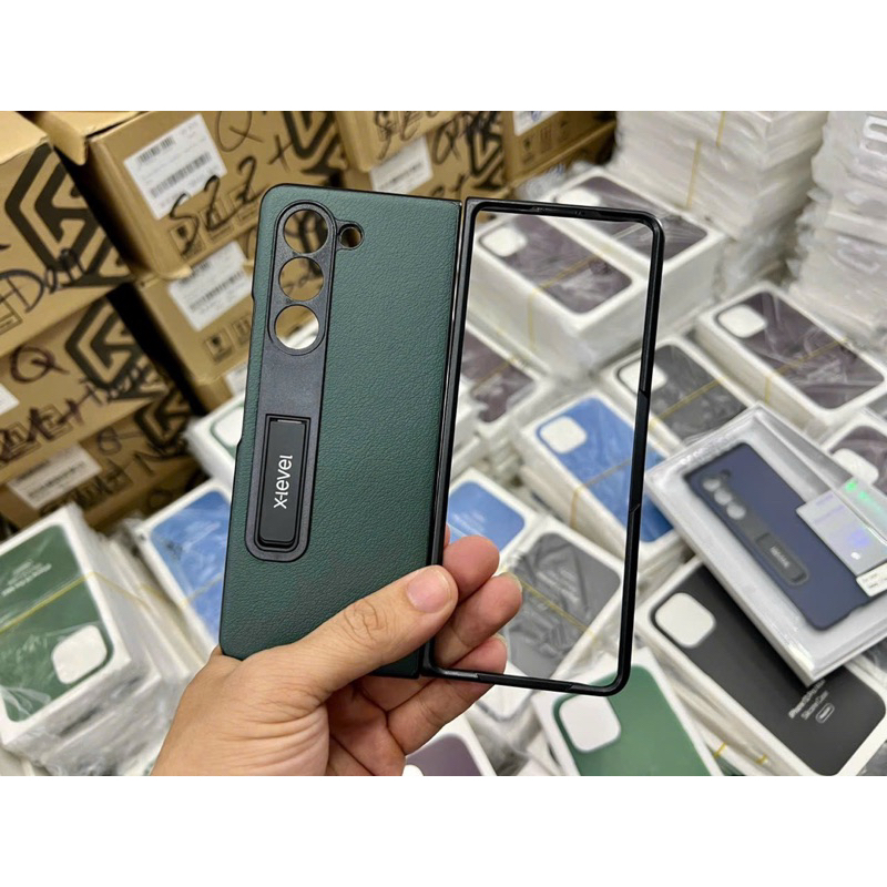 Ốp lưng X-Level da kèm kệ cho Samsung Z Fold 5/ Z Fold 4 5G Utmost Pain siêu đẹp sang trọng