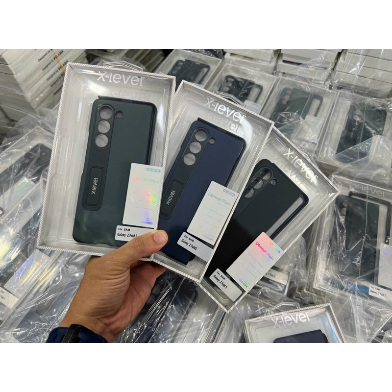 Ốp lưng X-Level da kèm kệ cho Samsung Z Fold 5/ Z Fold 4 5G Utmost Pain siêu đẹp sang trọng
