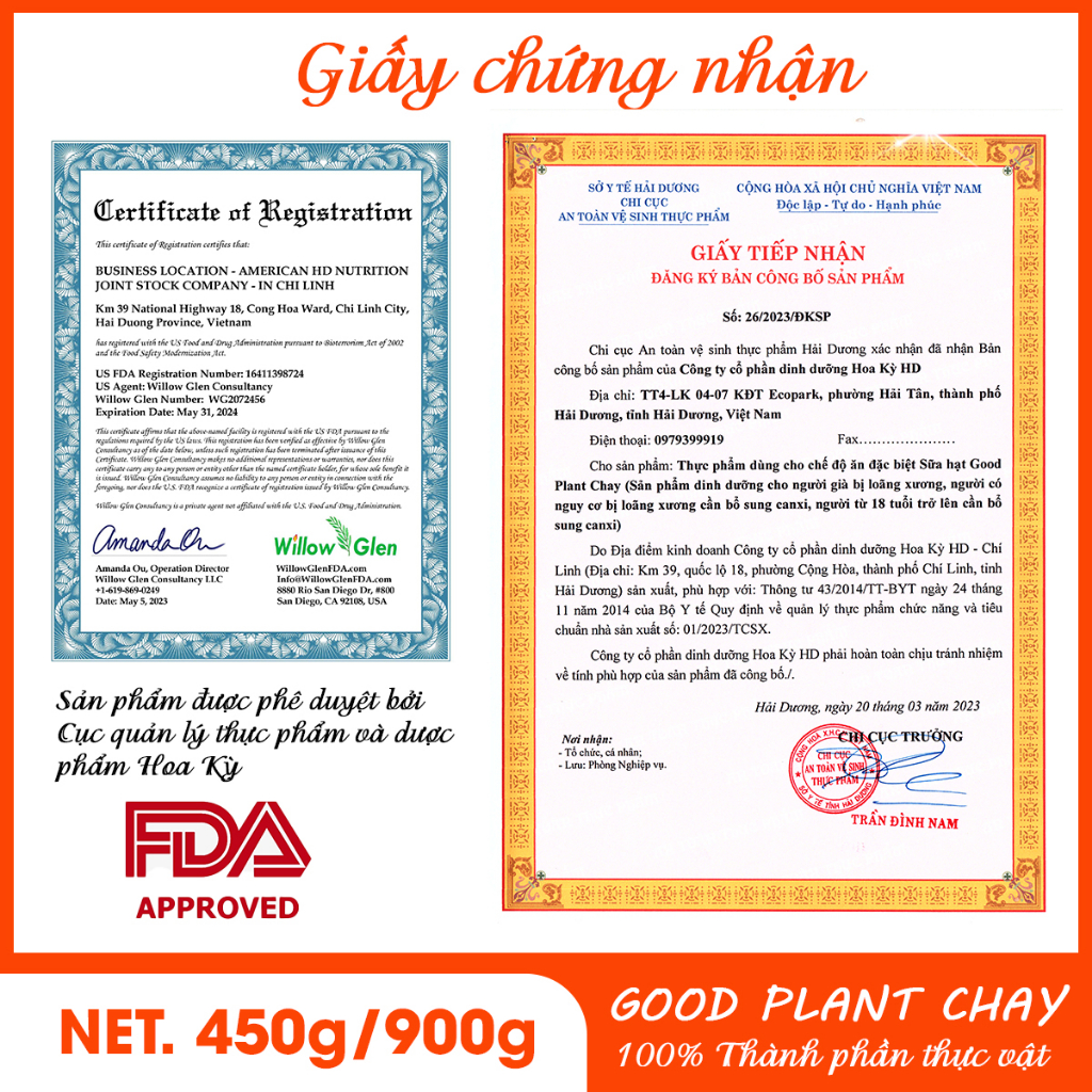 Sữa hạt thuần chay Good Plant 450g/900g bổ sung canxi dành cho người loãng xương
