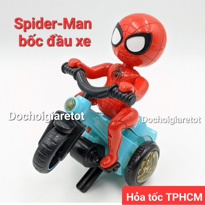 Lồng đèn trung thu siêu nhân đạp xe 3 bánh bốc đầu xoay 360 độ tặng kèm pin