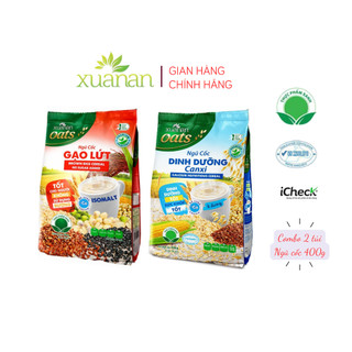  Combo 2 túi: NC DinhDưỡng Canxi ít đường+NC Gạo Lứt No Sugar đường ăn kiêng 400G Tặg 1túiYếnMạch150g 