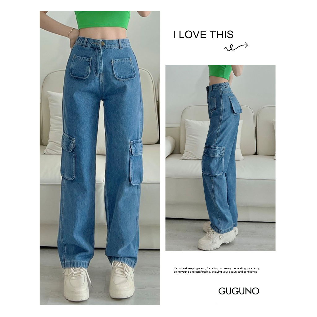 Quần jean ống rộng Guguno nữ (quần jeans nữ, quần jean nữ, quần rin nữ, quần bò nữ)