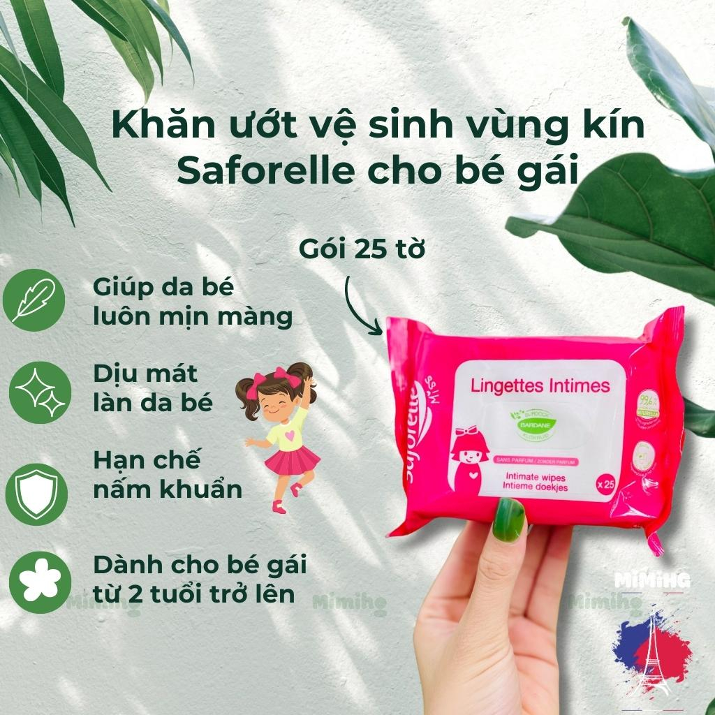 Khăn ướt vệ sinh vùng kín saforelle lingettes intimes dành cho bé gái từ 2 tuổi đến lớn_MiMi HG