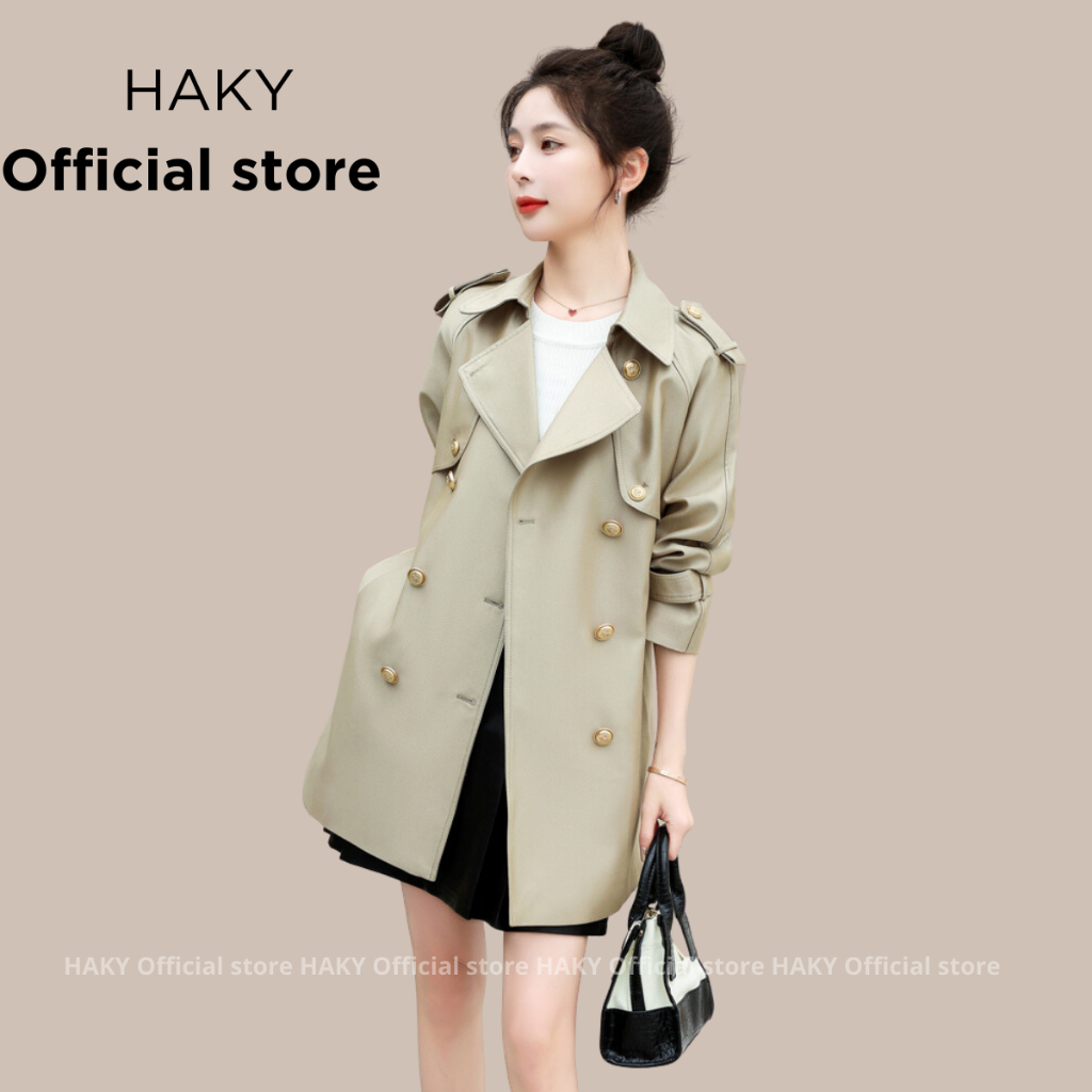 Áo Măng Tô Nữ Dáng Ngắn Hàn Quốc HAKY,Áo Khoác Mangto Nữ Chất Liệu Cao Cấp 14