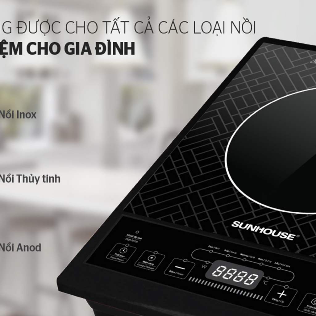 Bếp hồng Nngoại Sunhouse SHD6013KB  SHD6011- Không Kén Nồi - Tặng Kèm Vĩ Nướng - Hàng Chính Hãng