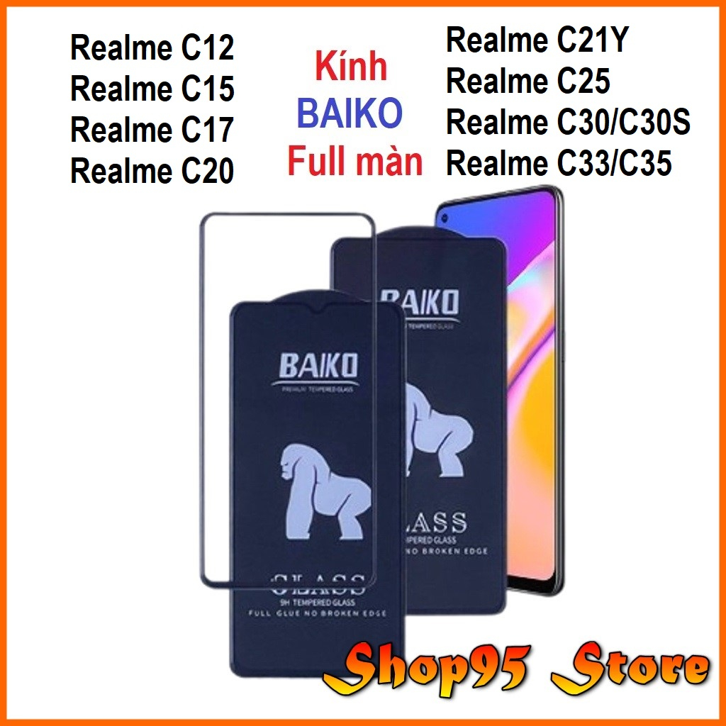 Cường lực Kingkong Baiko Realme C55, C53 C33, Realme C30s, Realme C30, Realme C35, Realme C3, Realme C3i full màn hình