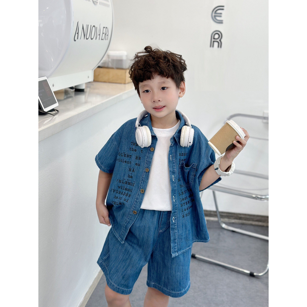 YO SET JEAN ÁO SƠ MI NGẮN TAY QUẦN ĐÙI CHO BÉ