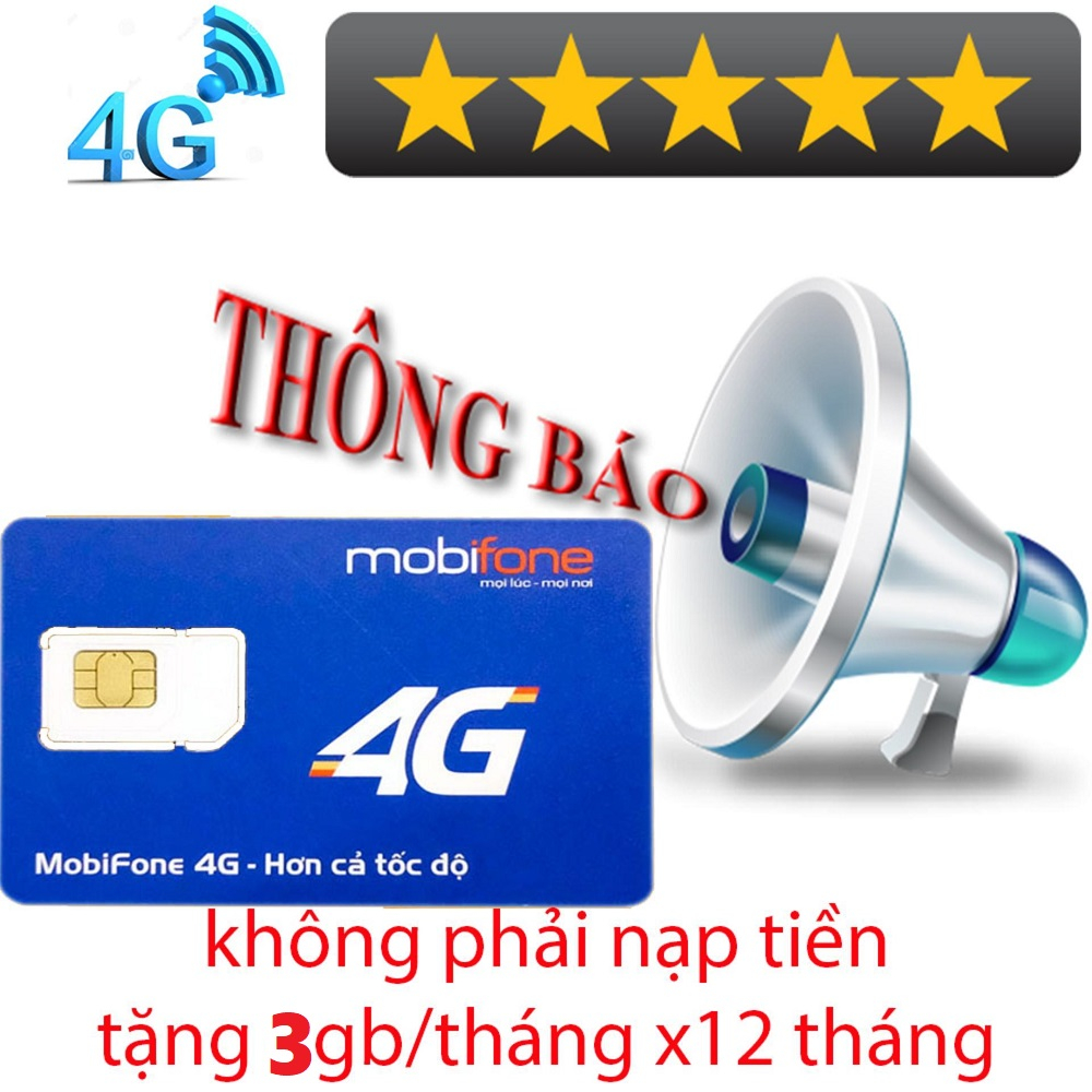 SIM 3G 4G DATA MOBI MDT255 TRỌN GÓI MIỄN PHÍ MẠNG 1 NĂM 36GB - GIÁ TỐT