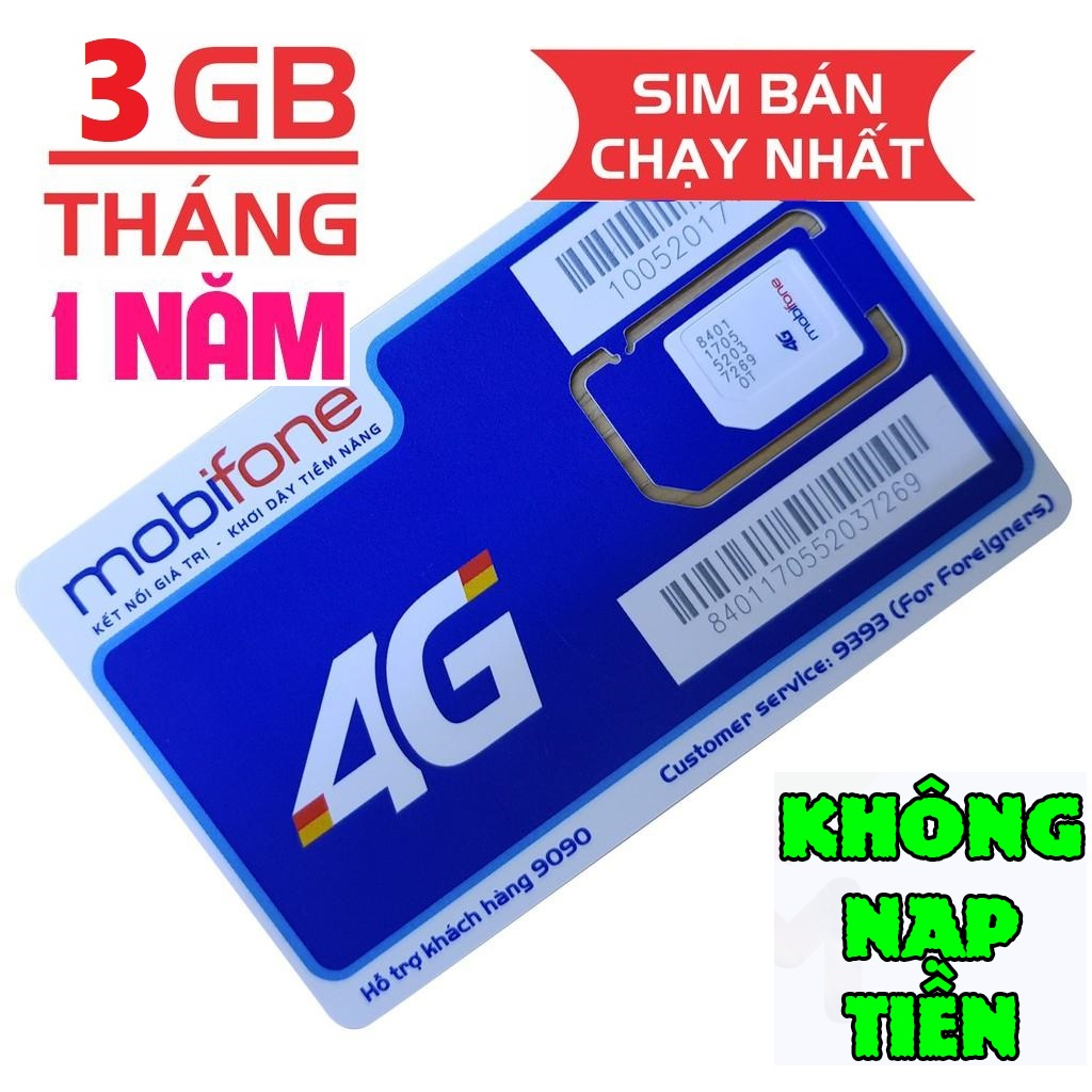 SHIP TOÀN QUỐC - SIM MOBIFONE 4G MDT255 TẶNG 3GB/THÁNG X 12 THÁNG - SIM BẢO HÀNH 1 NĂM