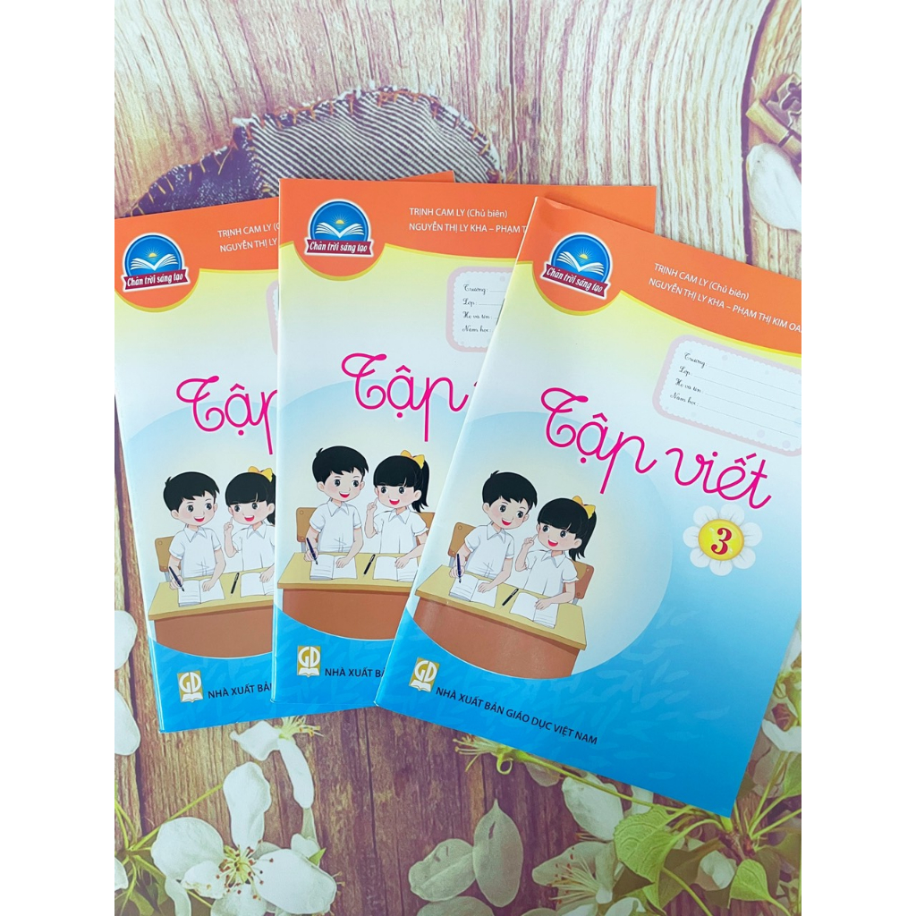 Tập viết lớp 3 và bao kiếng, tem nhãn