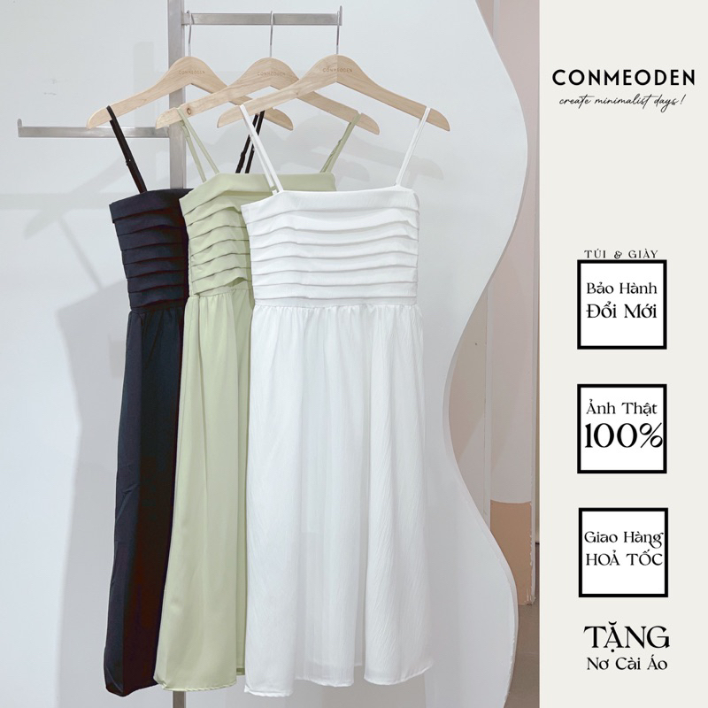 Đầm Ngắn CONMEODEN Xếp Li OMMI & Áo Somi Voan CONMEODEN Dáng Rộng