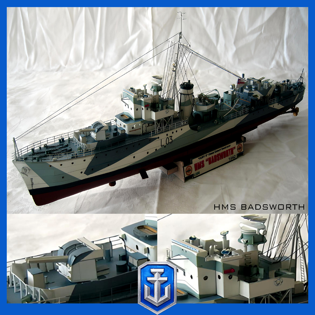 Mô hình giấy tàu khu trục Hải quân Hoàng gia Anh HMS BADSWORT