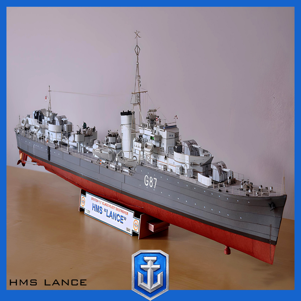 Mô hình giấy tàu khu trục Hải quân Hoàng gia Anh HMS LANCE