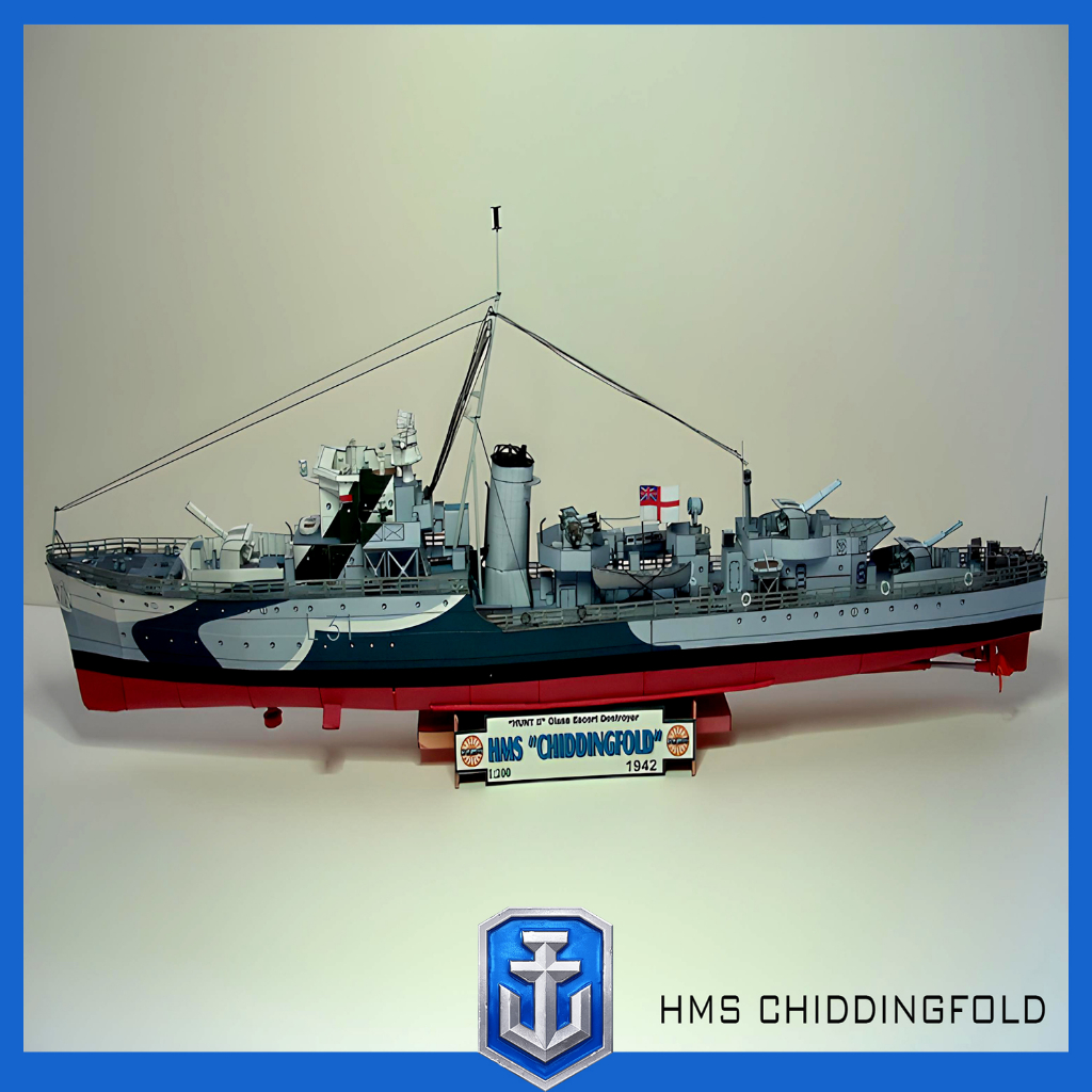 Mô hình giấy 3D khu trục hạm Hải quân Hoàng gia Anh HMS CHIDDINGFOLD