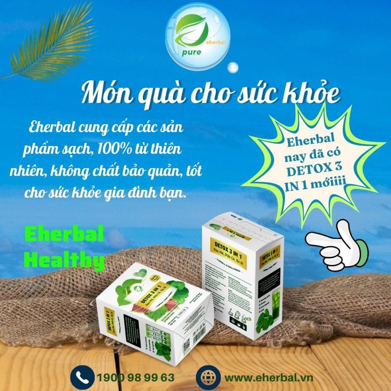 NƯỚC UỐNG DETOX RAU MÁ, ĐIÊP CA, TÍA TÔ Eherbal