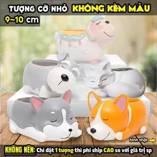 Tượng tô màu, LỌ BÚT THÚ CƯNG 5 KIỂU size L, thạch cao trắng (Không kèm màu), luyện vẽ, decor