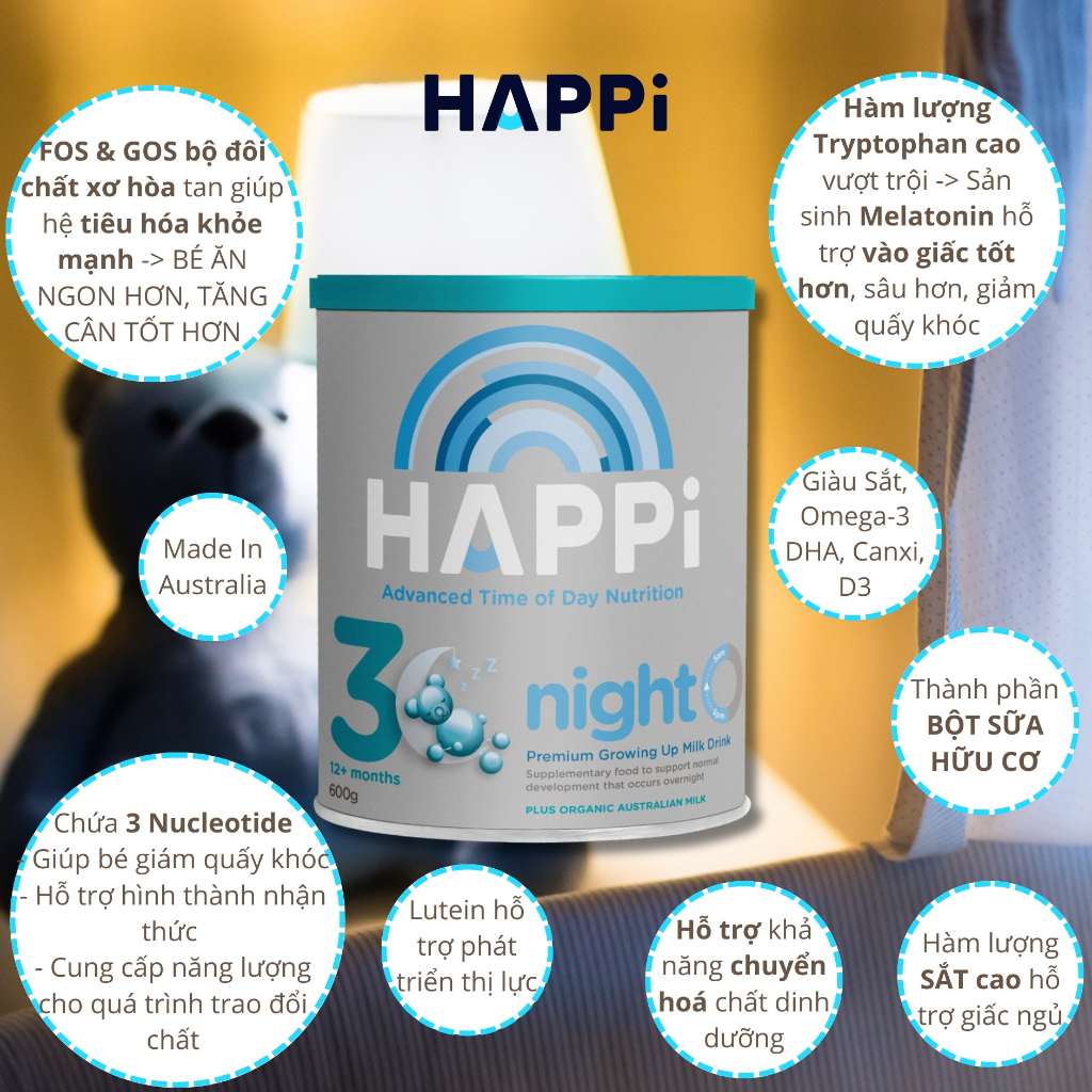 Sữa HAPPi DAY & NIGHT Úc 600g - Bimart