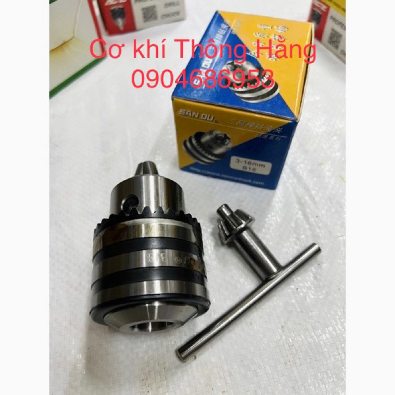 (Siêu rẻ) Đầu kẹp mũi khoan măng ranh côn B18 kẹp 3mm đến 16mm, có khoá mở đi kèm.
