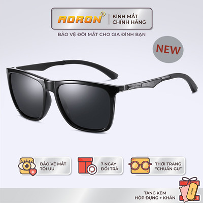 Kính Mát Mắt Vuông Phân Cực AORON Kính Thời Trang Cho Nam Và Nữ Gọng Nhôm-Magie Siêu Bền Cách Điệu Phong Cách Mới AK126