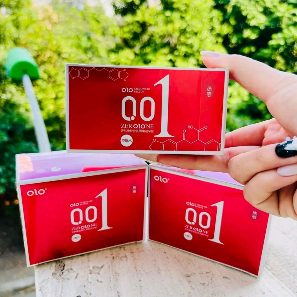Bao cao su OLO 0.01 Đỏ - Siêu mỏng, nóng ấm- Hộp 10 bao