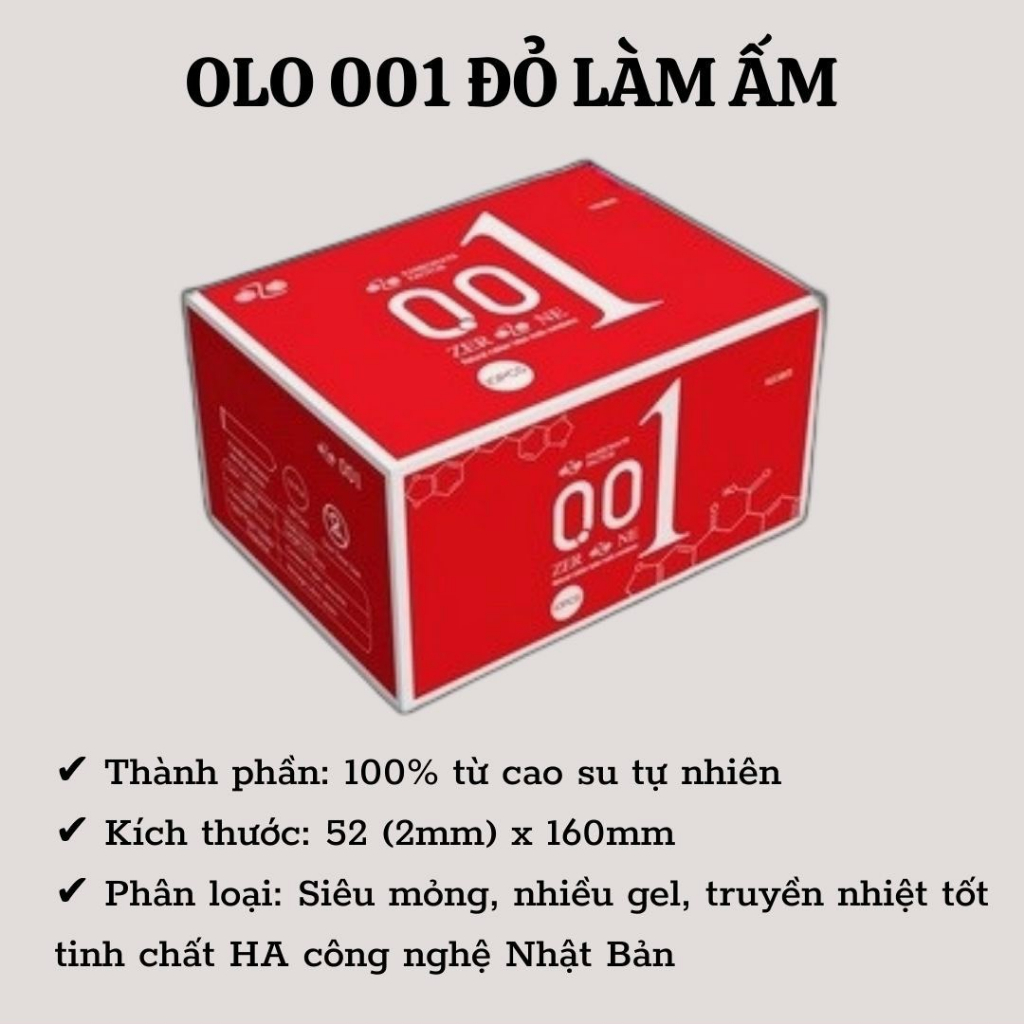 Bao cao su OLO 0.01 Đỏ - Siêu mỏng, nóng ấm- Hộp 10 bao