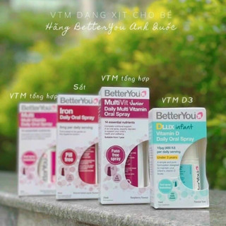 Combo Vitamin dạng xịt, D3 Dlux, Sắt xịt Uk, xịt Multivitamin Better You Uk Anh Quốc Cho bé
