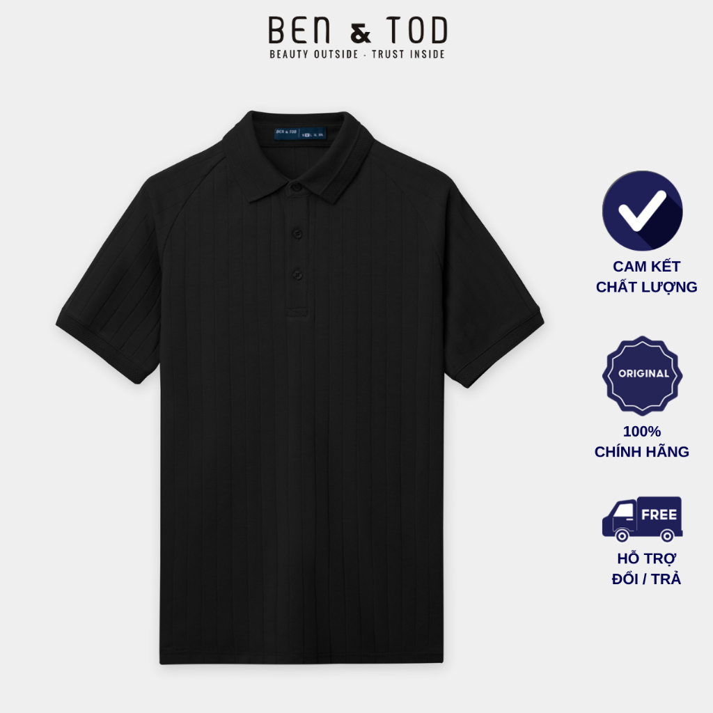 Áo thun polo raglan nam BEN & TOD CS1300BB357 cotton họa tiết trẻ trung, năng động, thanh lịch