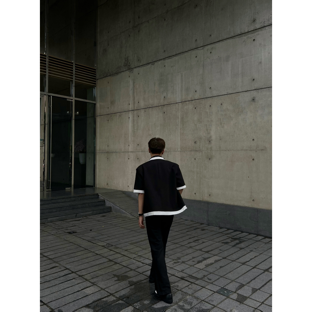 Áo khoác tay ngắn dành nc cho nam Edric jacket phối màu trắng đen