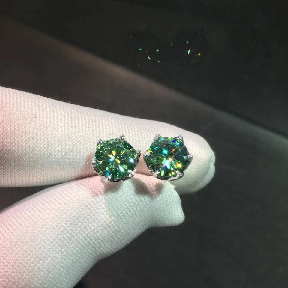Bông xoàn kim cương moissanite hàng loại 1 kiểm định mỹ thử bút kêu màu xanh và trắng (1 chiếc) kèm kiểm định thử bút êu