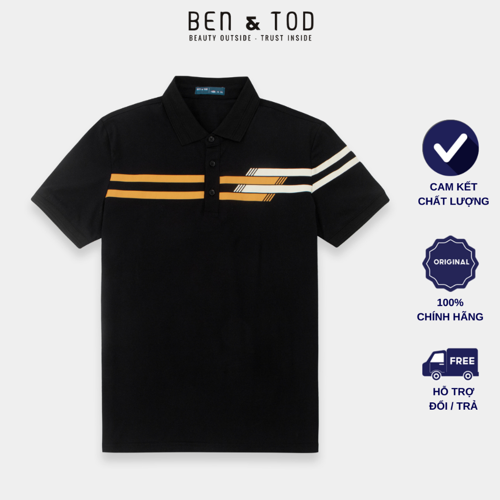 Áo polo nam BEN & TOD R1300BB182 vải thun cotton co giãn, nam tính, chỉn chu, sang trọng, thanh lịch