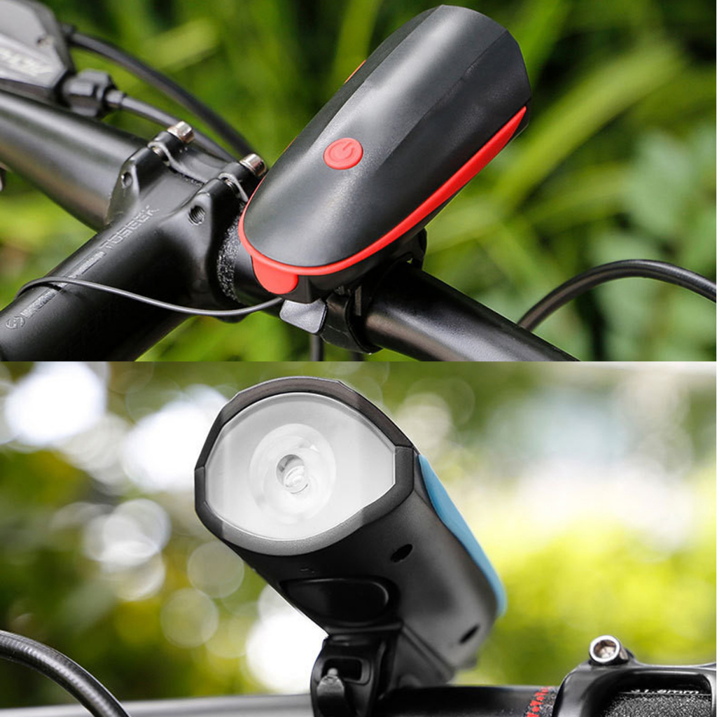 Đèn Xe Đạp Có Còi Chính Hãng Amalife Siêu Sáng Chống Nước Có Pin Cổng Sạc USB – Đèn Còi Xe Đạp Có 3 Chế Độ Sáng