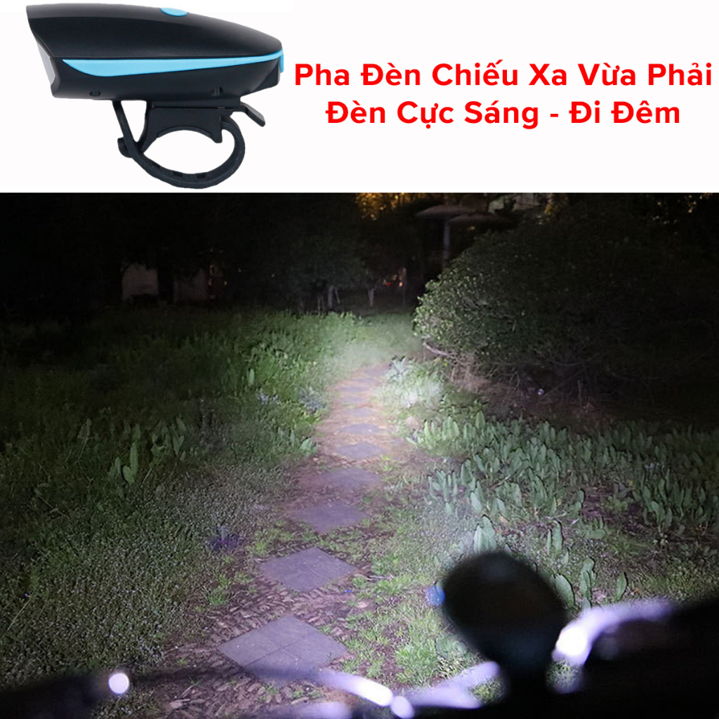 Đèn Xe Đạp Có Còi Chính Hãng Amalife Siêu Sáng Chống Nước Có Pin Sạc USB – Đèn Còi Xe Đạp Có 3 Chế Độ Sáng