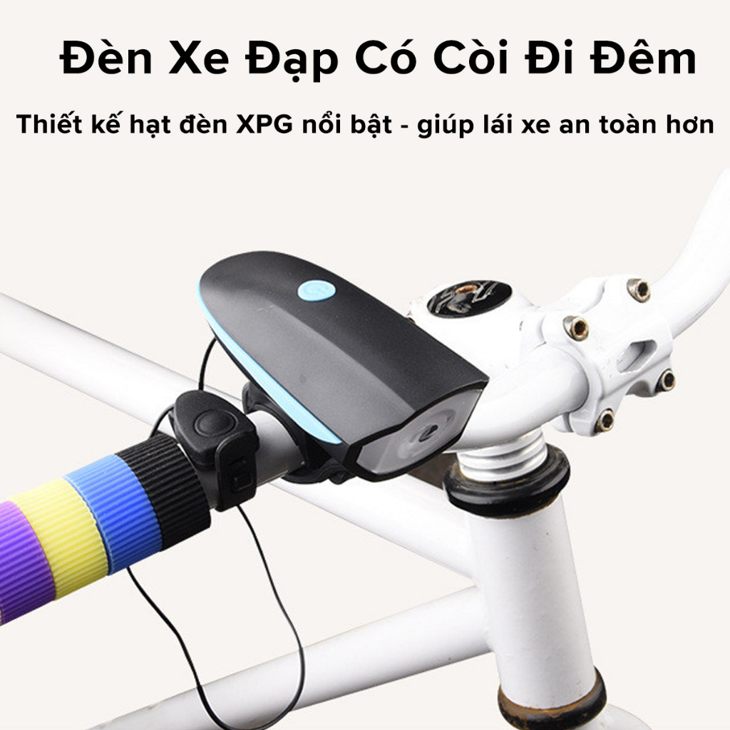 Đèn Xe Đạp Có Còi Chính Hãng Amalife Siêu Sáng Chống Nước Có Pin Sạc USB – Đèn Còi Xe Đạp Có 3 Chế Độ Sáng
