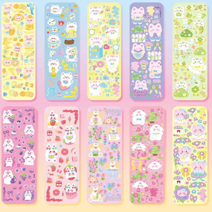 Zanmo tấm hình dán sticker gấu mèo cún lấp lánh dễ thương
