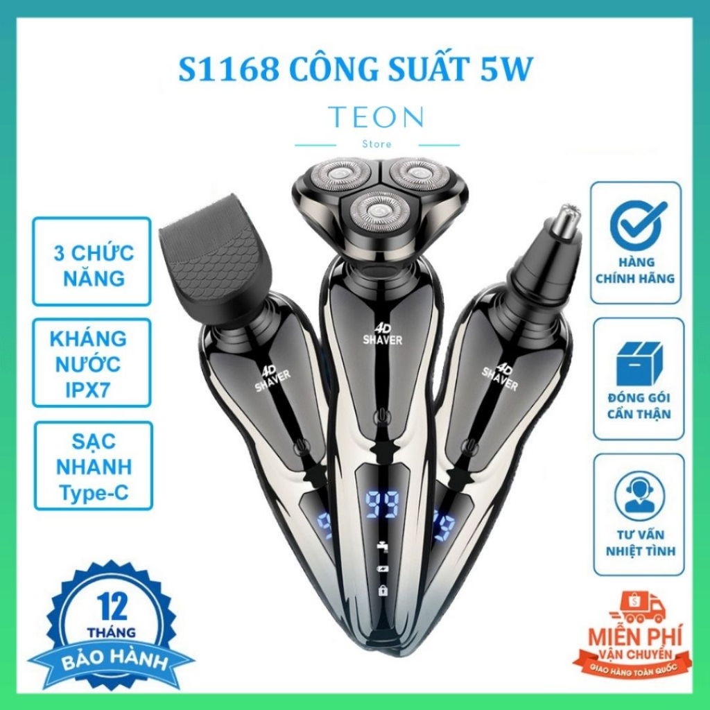 Máy cạo râu đa năng 6D shaver , Dao cạo râu đa năng shaver , 3in1 cao cấp kháng nước IPX7 sạc USB