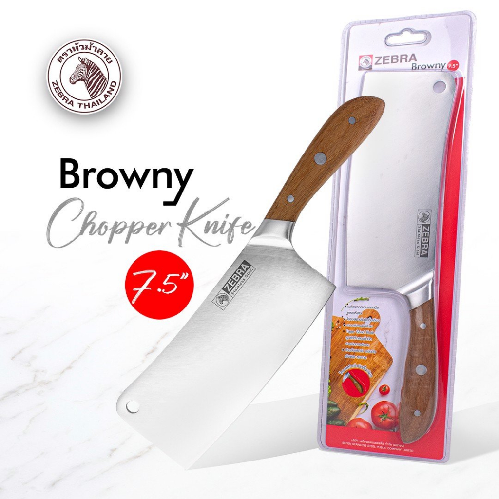 Dao Inox Zebra Browny Chopper cán gỗ 6.5" - 990620 - dao chặt