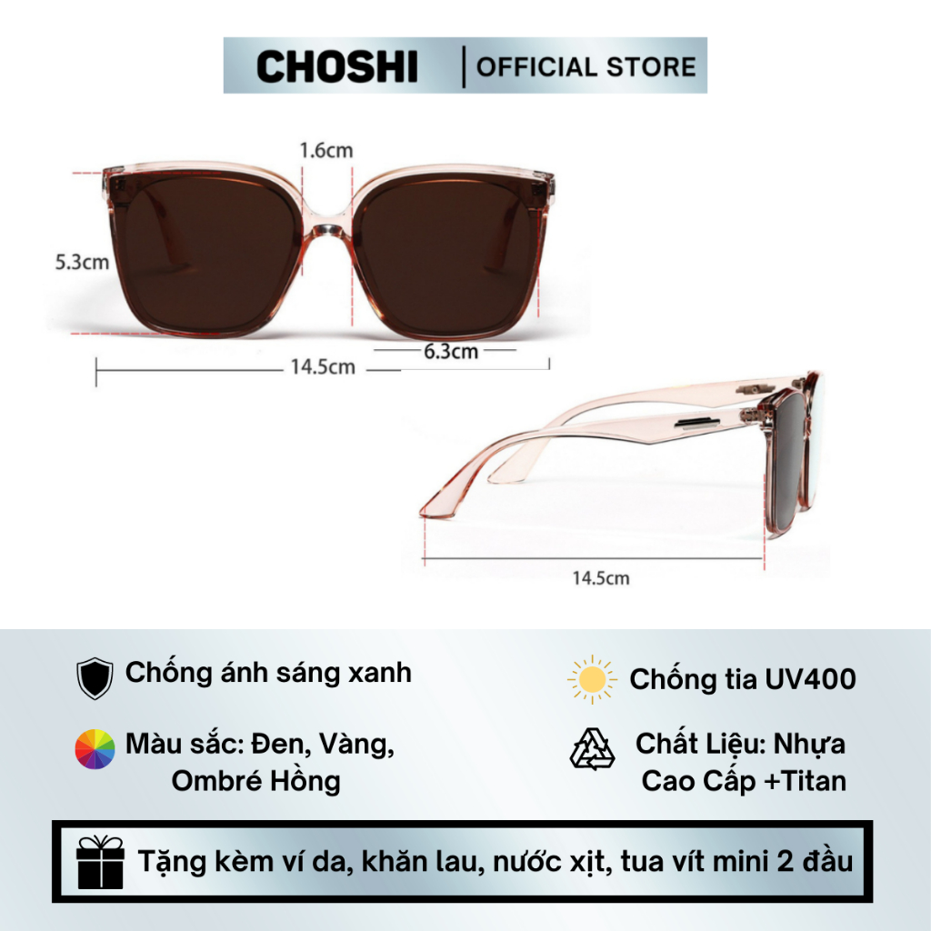 Kính Râm Dáng Vuông Tràn Viền Oversize Thời Trang Dành Cho Nam Và Nữ