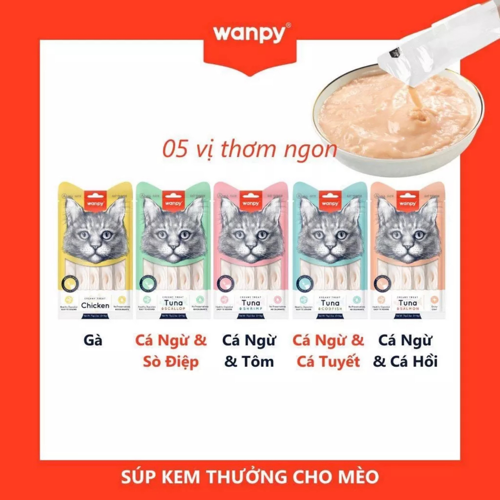 Súp thưởng Wanpy Treat gói 5 thanh 70g